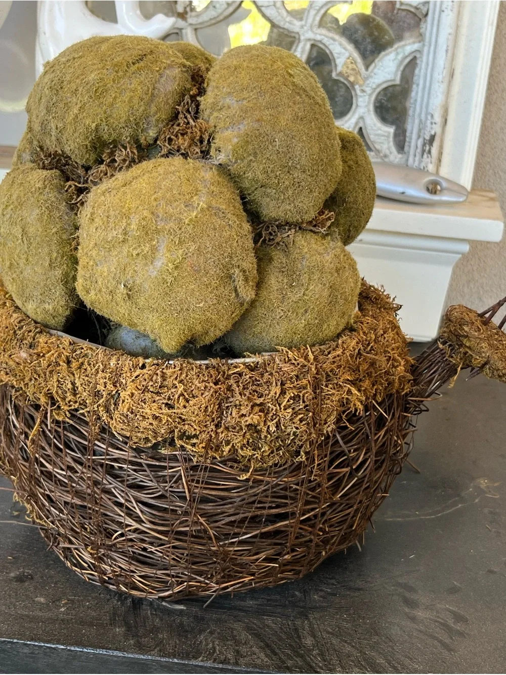 Green Moss Decorative Accent Ball — Natural Home Accent
